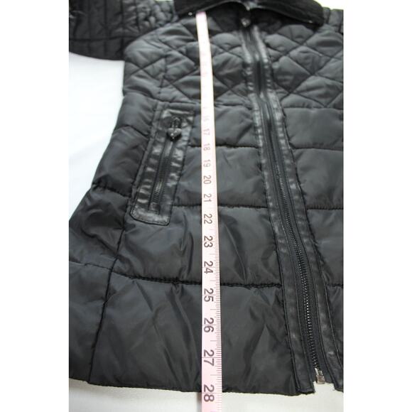 XOXO Girls M (8-10) Quilted Puffer Jacket Coat Black Sherpa Collar - Picture 11 of 11